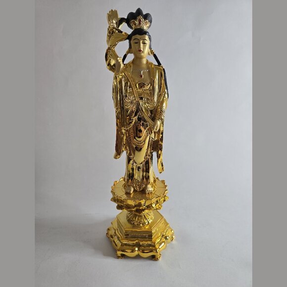 Rare Gorgeous Bronze Gilt Buddha Statue Set of 3 - Picture 4 of 10